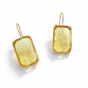 Champagne Crystal Gold Hook Earrings 18k Gold Plated New